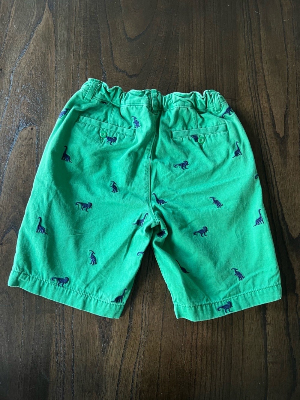 Hanna Andersson Green Boy’s Shorts with Navy Dino Embroidery - 140/10 - Picture 2 of 6